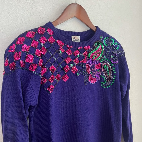 Vintage Dresses & Skirts - Vintage 80s Sequin Embellished Sweater Dress